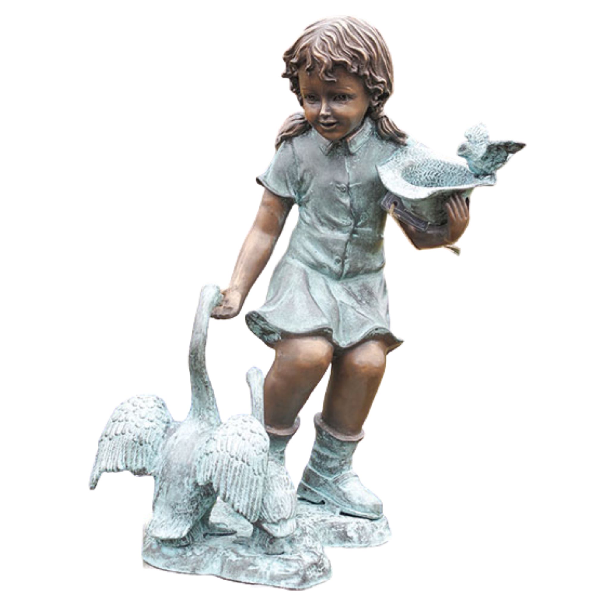 Gartenskulptur | Bronze – Mädchen mit Gänsen