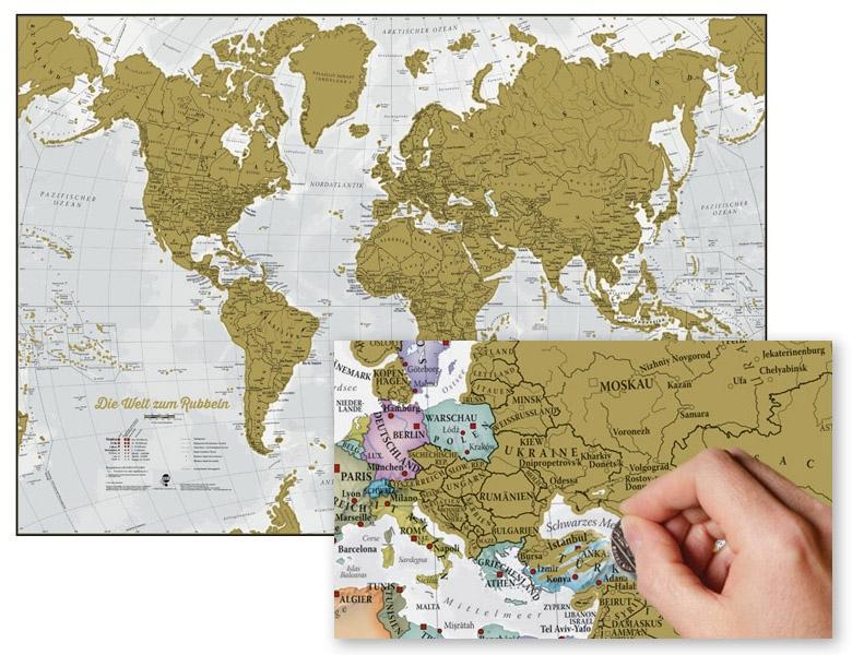 Die Welt zum Rubbeln. Scratch Map Deutsch Weltkarte zum freirubbeln der Länder
