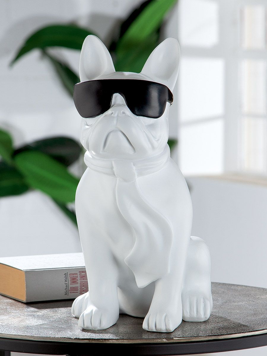 Mops-Figur "Cool Dog" weiss