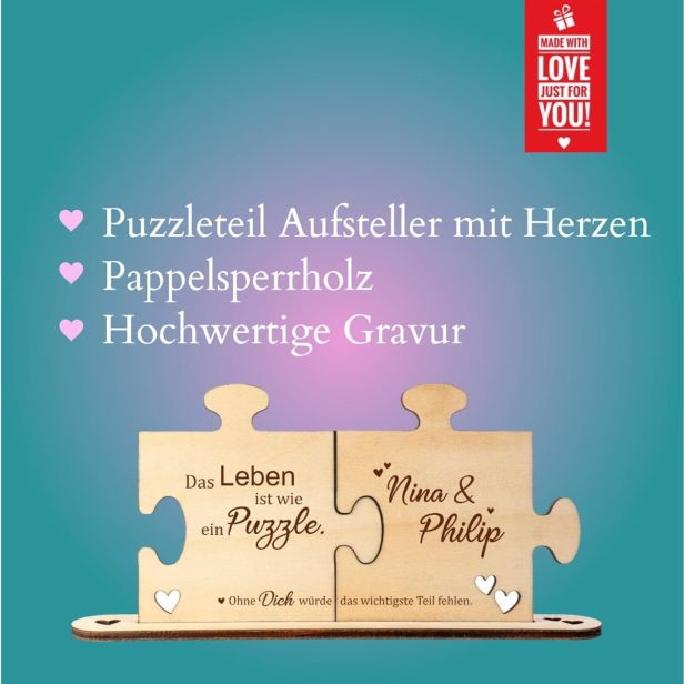 Holz Puzzleteile "Das Leben ist wie ein Puzzle" - personalisiert