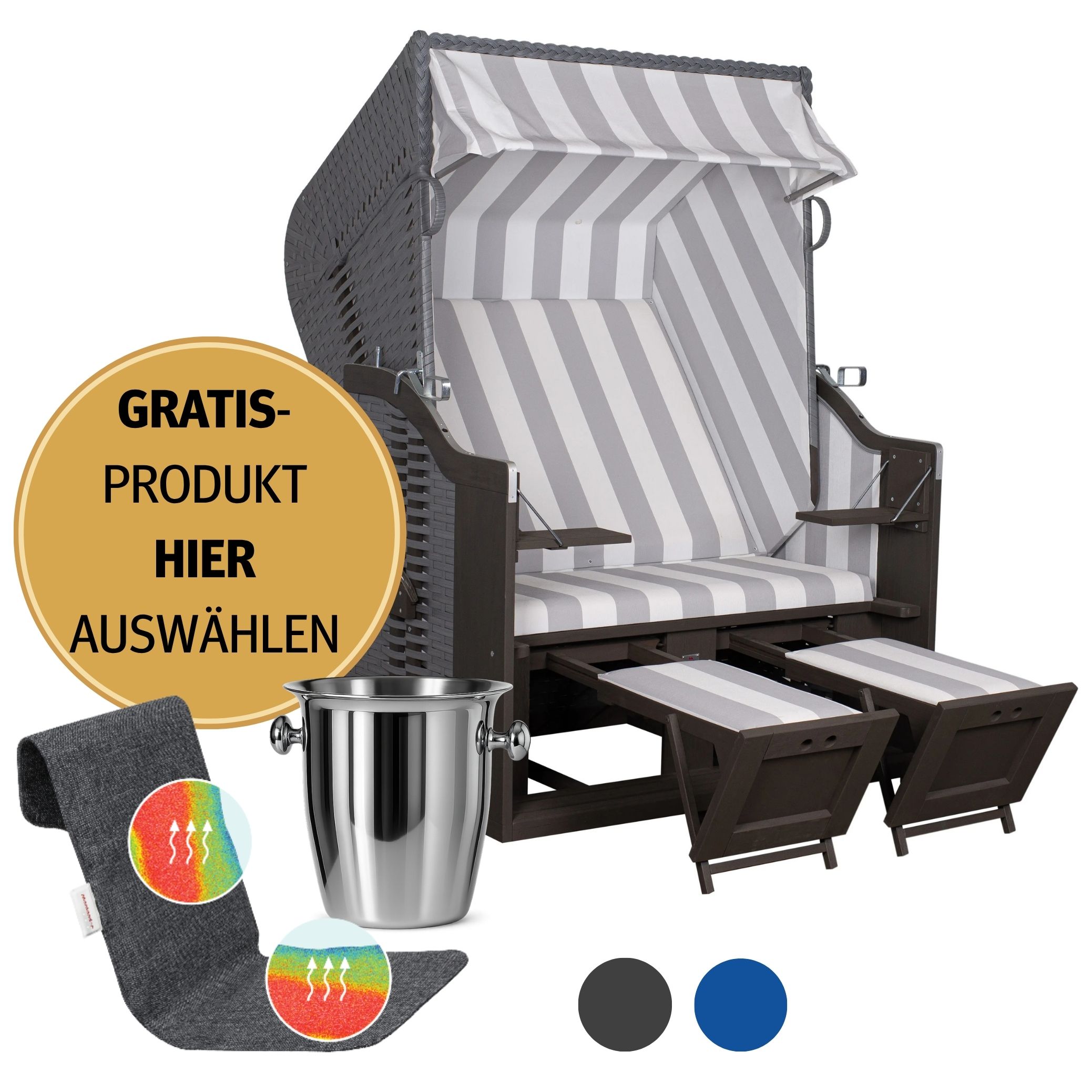 Strandkorb 2-Sitzer | Mahagoni  – Ostsee Profi