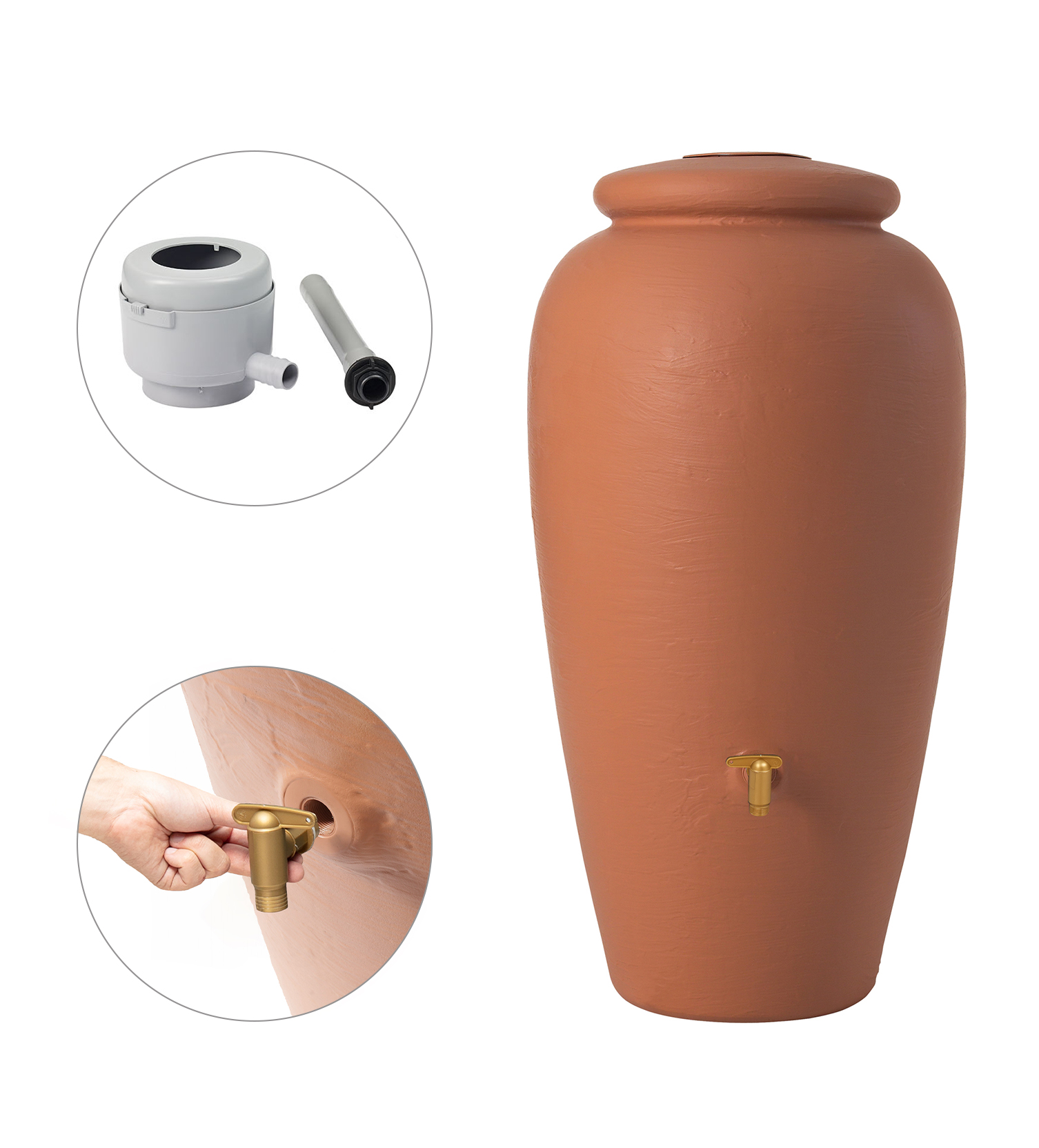 Regentonne Komplettset | Amphore 240 L terrakotta