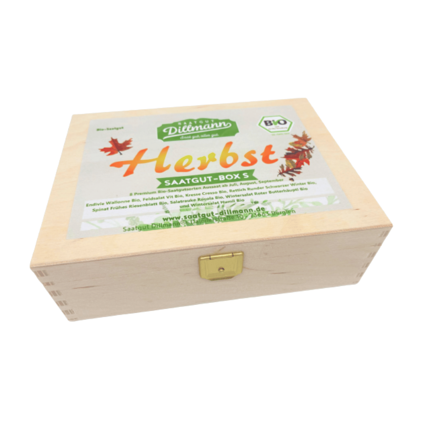 Bio-Saatgut-Box aus Holz: "Herbst"