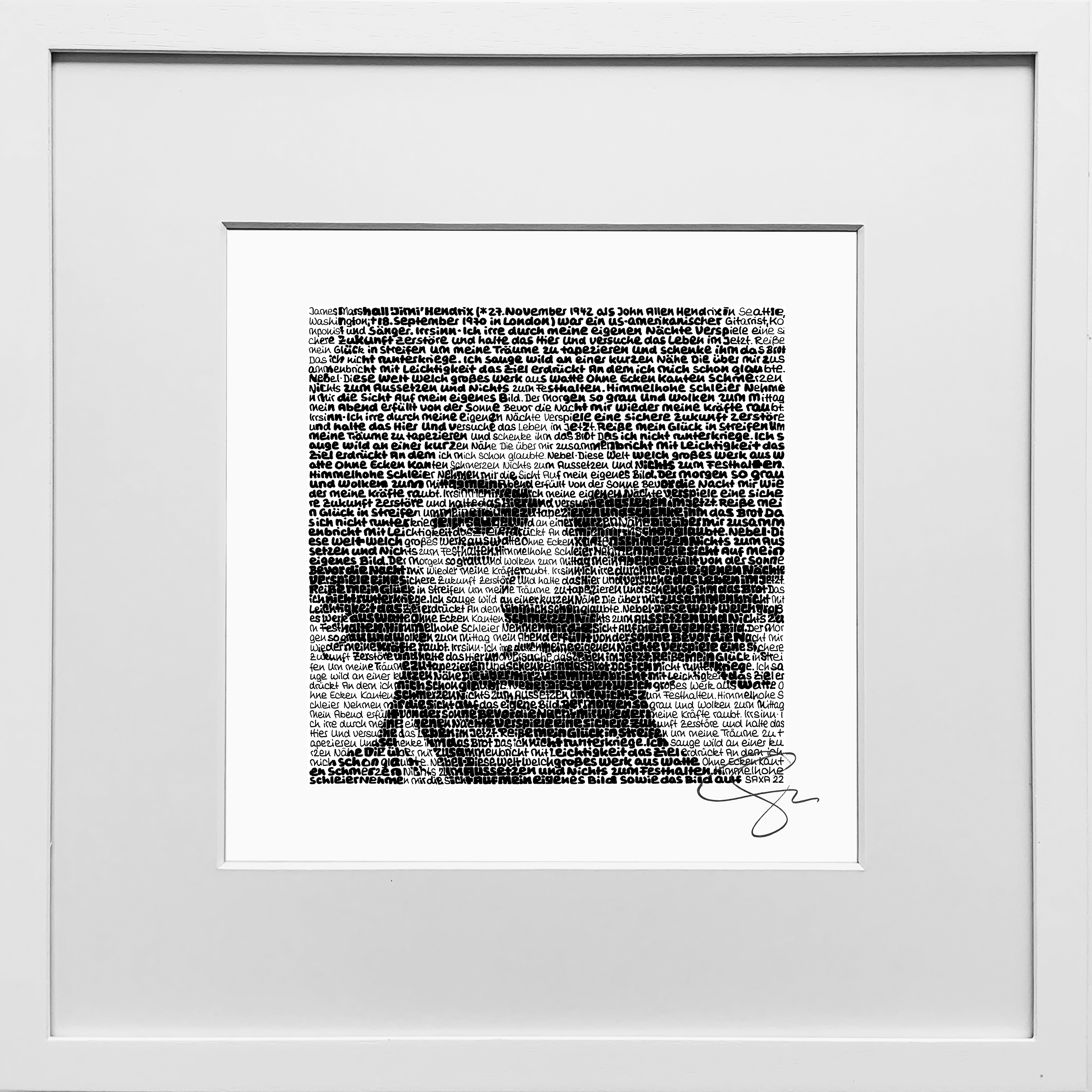 "Jimi Hendrix" SAXA Edition Wortmalerei