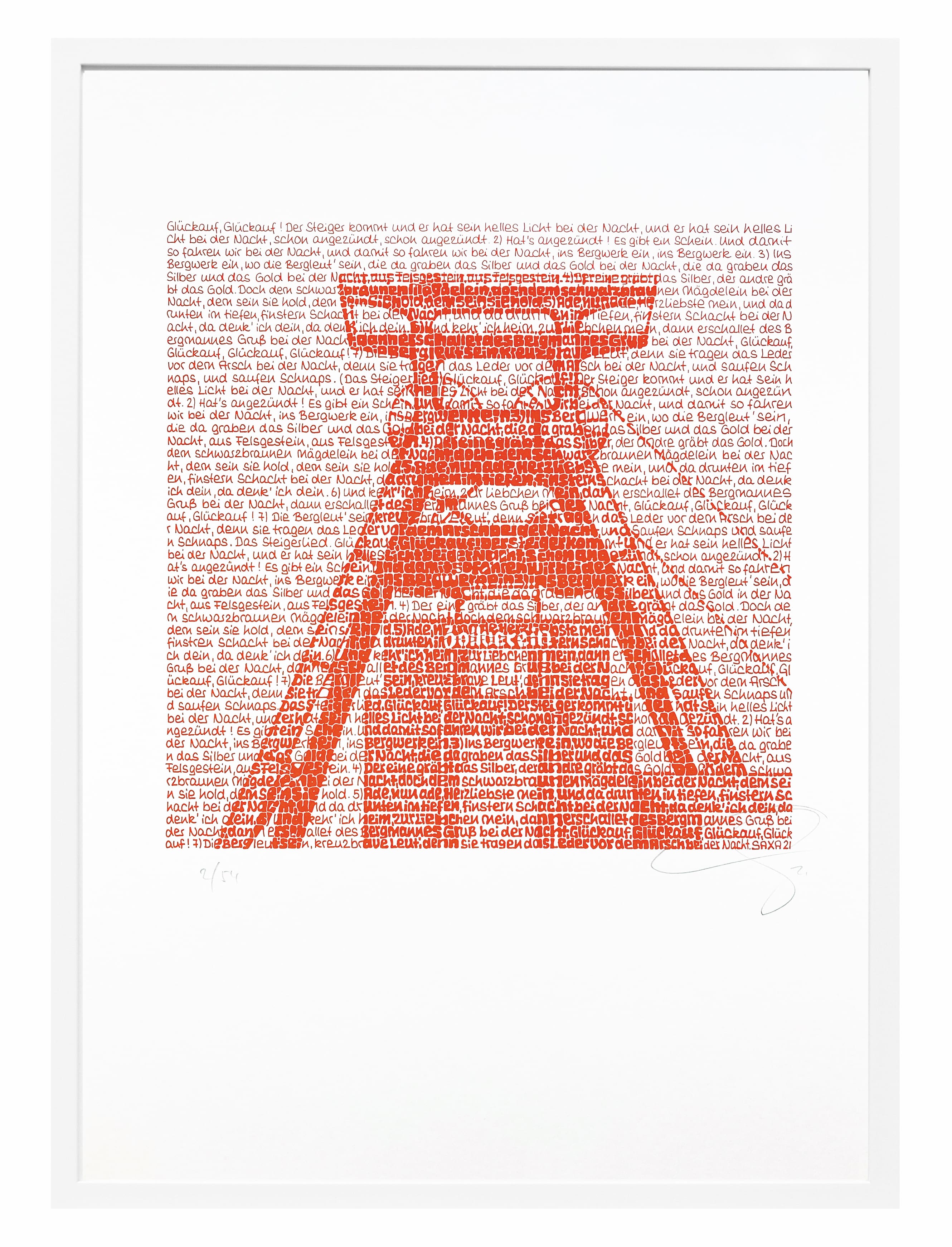 "Zeche Zollverein - Orange auf weißem Karton" SAXA Edition Wortmalerei
